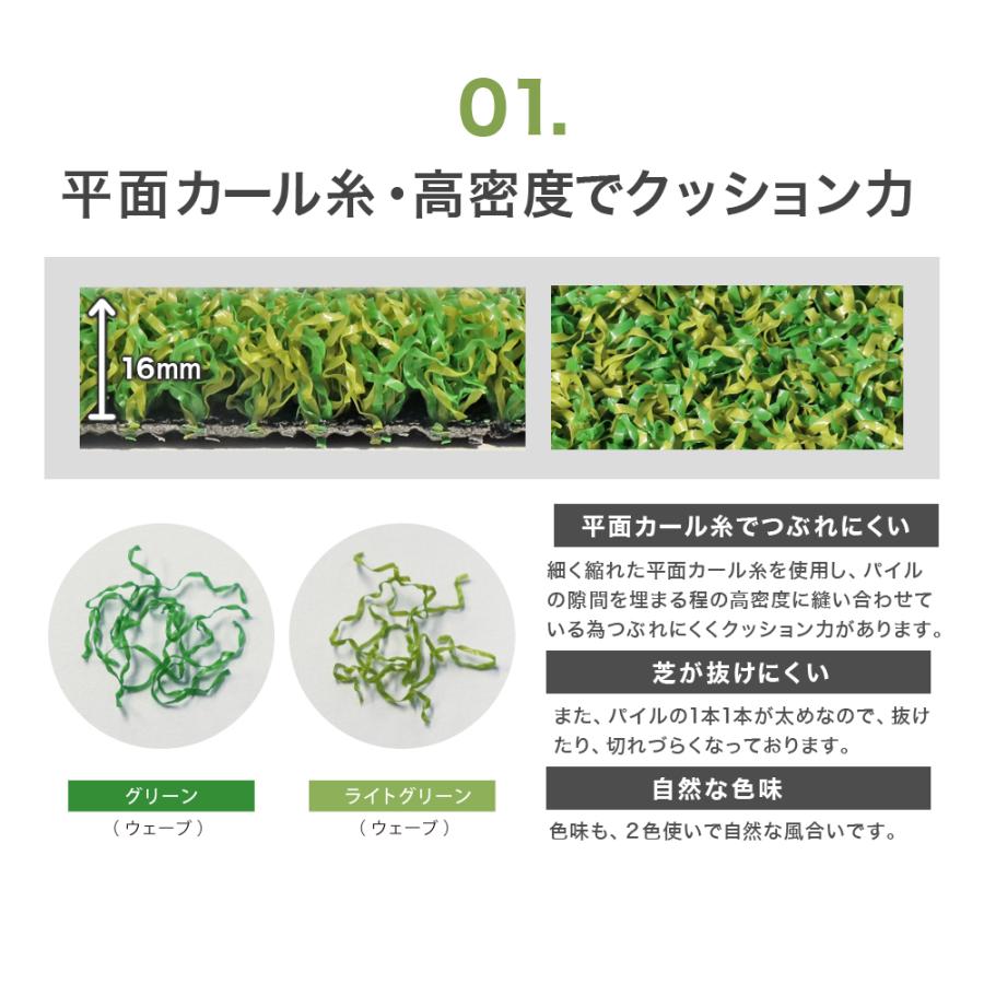 人工芝 ロール 2m×10m 芝丈 16mm パイル 20平米 芝生 マット リアル  高級 ターフグランデ(R) アクティブ 2m -法人限定(条件付き個人可)の画像