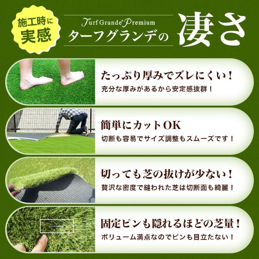 人工芝 ロール ピン 付 2m×10m 芝丈 25mm パイル 20平米 芝 マット リアル 高密度 ターフグランデ(R) ミドル ピン100本 -法人限定(条件付き個人可)の画像
