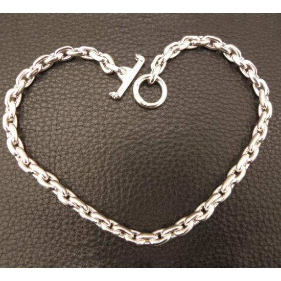 Half Small Oval Chain & Half T-bar Necklace (Platinum Finish) [N-151]_1