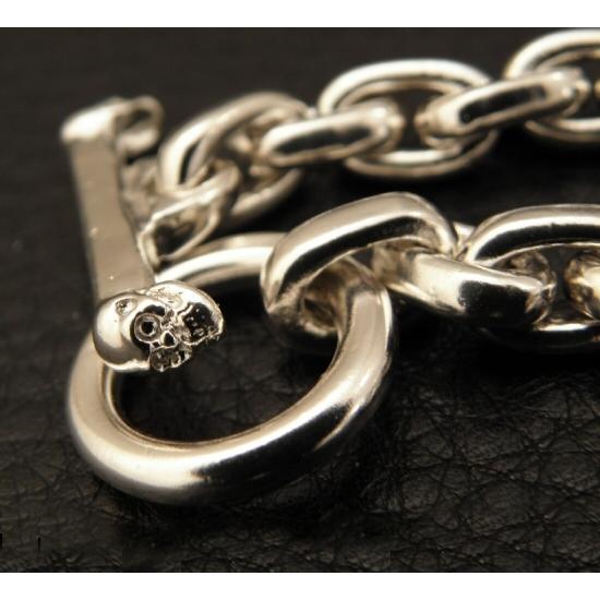 Half Small Oval Chain & Half T-bar Necklace (Platinum Finish) [N-151]_3