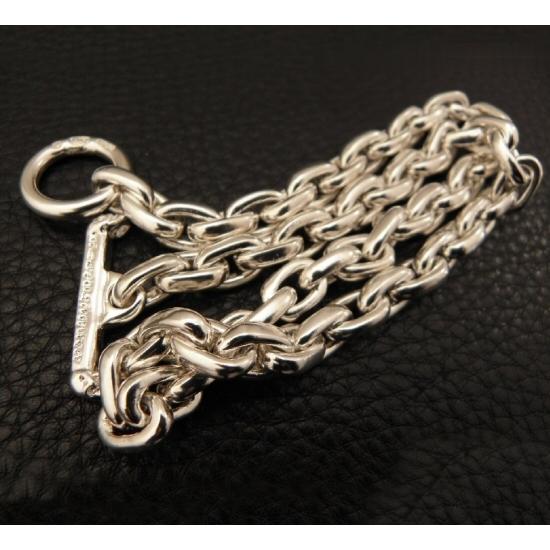 Half Small Oval Chain & Half T-bar Necklace (Platinum Finish) [N-151]_4