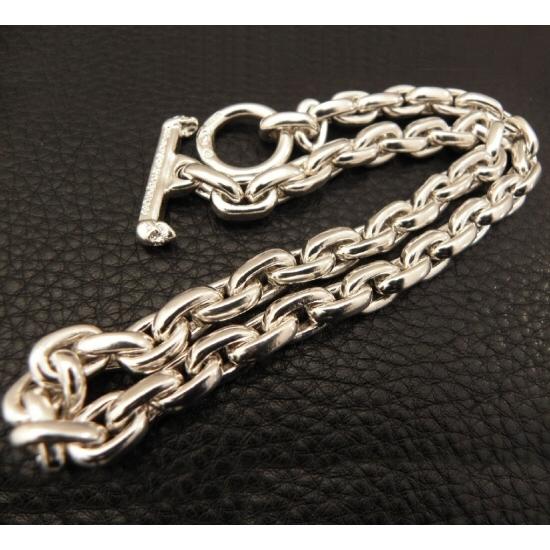 Half Small Oval Chain & Half T-bar Necklace (Platinum Finish) [N-151]_6