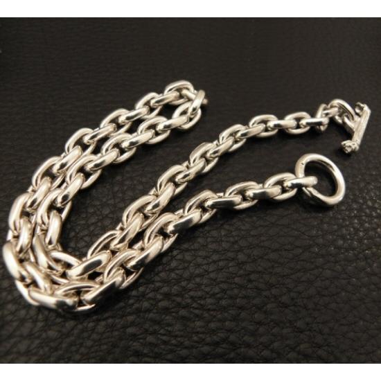 Half Small Oval Chain & Half T-bar Necklace (Platinum Finish) [N-151]_8