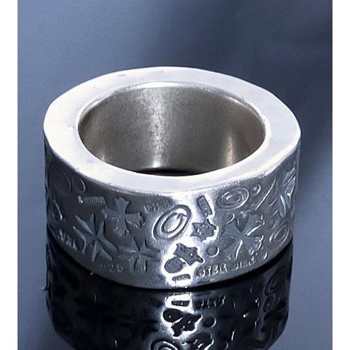 Gaboratory（ガボラトリー） 12mm Wide Multi Stamp Flat Bar Ring