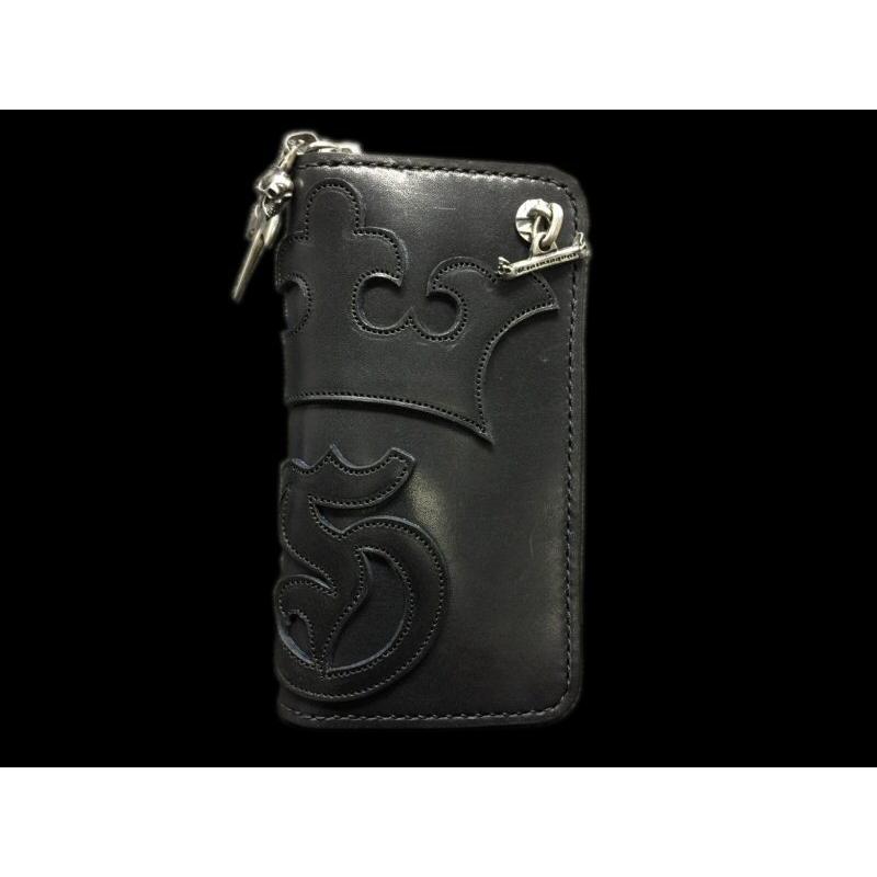 G&Crown Overlay Saddle Leathe Round Zip Wallet