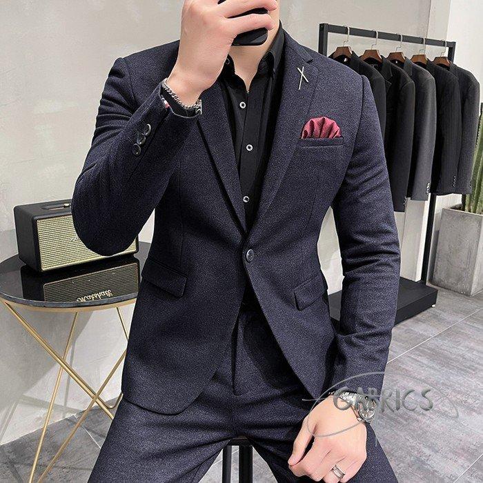 66円 海外限定 1つボタン カジュアルスーツ 洗えるスーツ 2点 スーツ 冬 リクルートスーツ ビジネススーツ 秋 夏 メンズスーツ ノータックスラックス 春