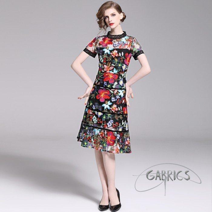 チュール 花刺繍 花柄 ワンピース ナイトドレス ドレス シースルードレス セクシー ロング セクシーワンピース キャバワンピー きれいめ 最高品質の