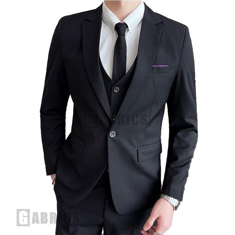 7024円 格安店 1つボタン ブレザー メンズスーツ オフィススーツ シングルスーツ フォーマルスーツ 洗えるスーツ ジャケット 総丈 ベスト3点セット