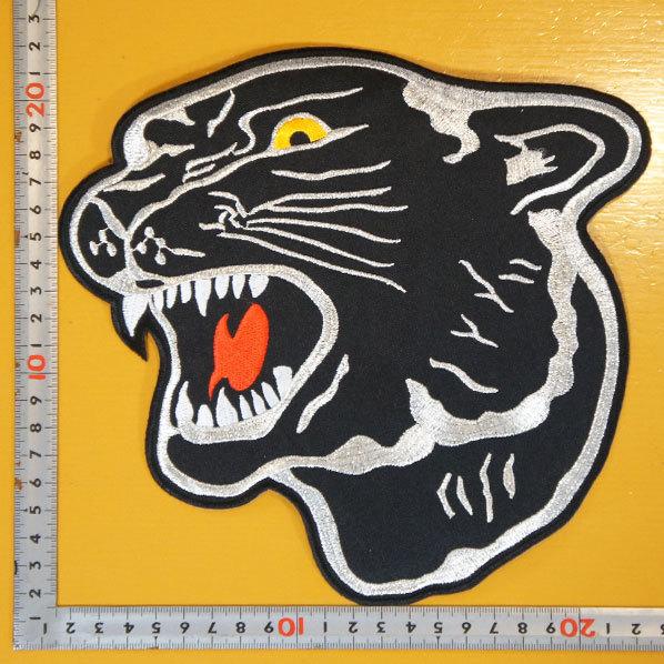 大きな刺繍アイロンワッペン アップリケ パッチ【黒豹 ブラック