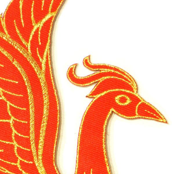 色打掛　赤　鳳凰　刺繍　金　流水　⑨ 大きな刺繍 アイロンワッペン【鳳凰】右向き 火の鳥 鳳皇