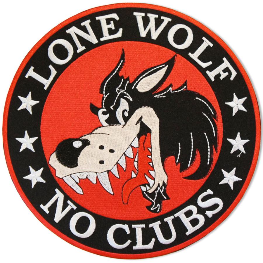 大きい刺繍アイロンワッペン パッチ【LONE WOLF NO CLUBS/ローンウルフ ノークラブ】クラブじゃないからルール無用ただ走るだけ｜gabriela｜03