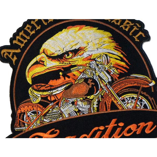 大きいワッペン 刺繍 アイロンワッペン【アメリカンクラシック トラディション】タテ24cm ヨコ24.5cm ハーレー サイドバルブ イーグル |  | 01