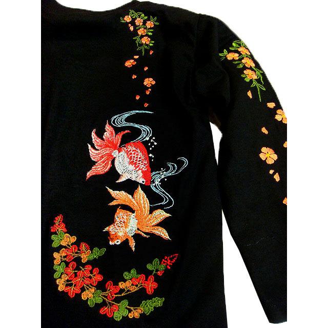 子供服 刺繍 長袖tシャツ 桜と金魚 キッズ Kids 綿100 黒 刺しゅう かっこいい 和柄 ロンt 子ども服 こども かわいい Kdt ロバーガブリエラ 通販 Yahoo ショッピング