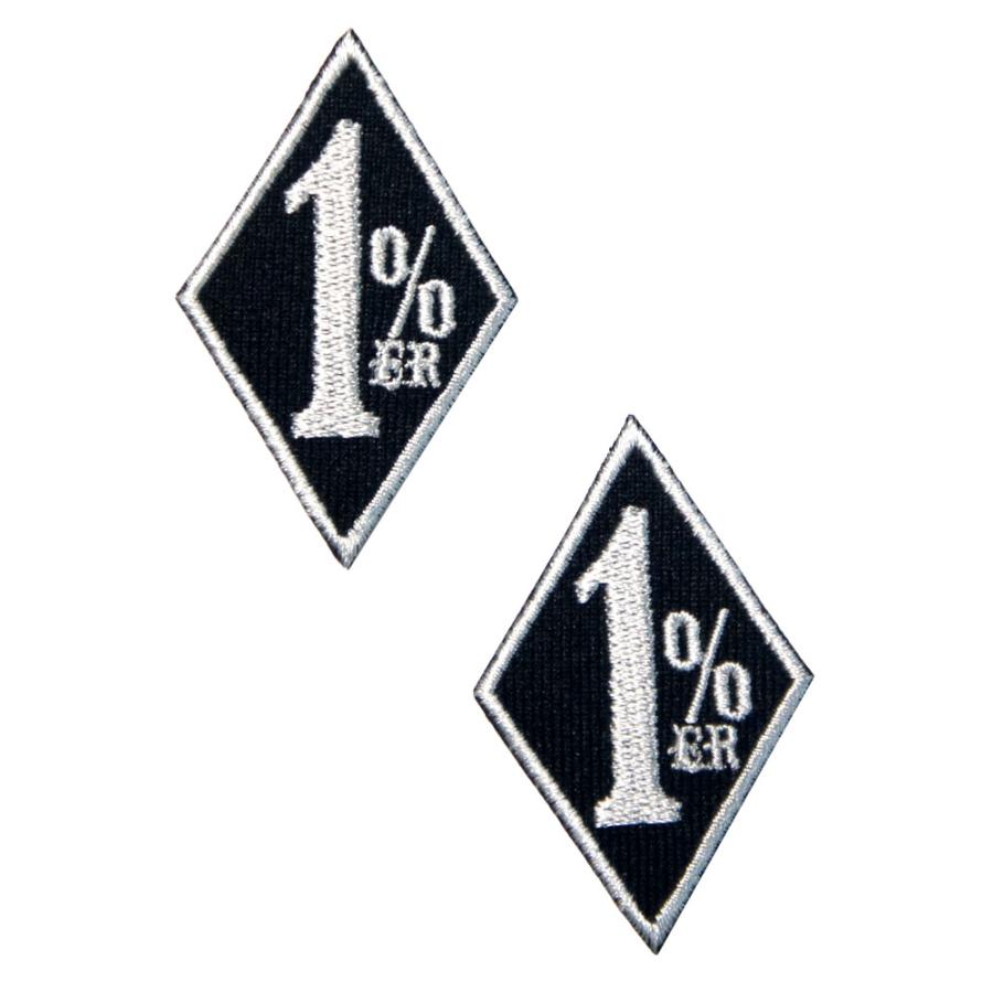 小さい アイロン ワッペン【１%er】黒 2個セット/ワンパーセンター 刺繍 アメリカ ハーレー アメカジ ワンポイント パッチ アップリケ |  | 01