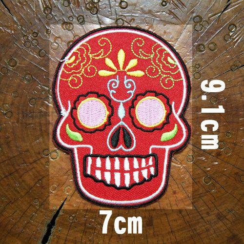 全4色]刺繍アイロンワッペン【メキシカンスカル】スカル ドクロ