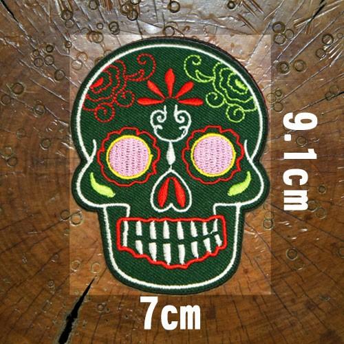 全4色]刺繍アイロンワッペン【メキシカンスカル】スカル ドクロ