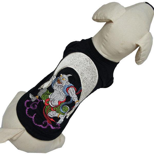 犬SSS】犬用刺繍Tシャツ 3S(SSS/XXS)【風神】犬 和柄 服 犬服 犬SSS】犬用刺繍Tシャツ 3S(SSS/XXS)【風神】犬 和柄 服 犬服