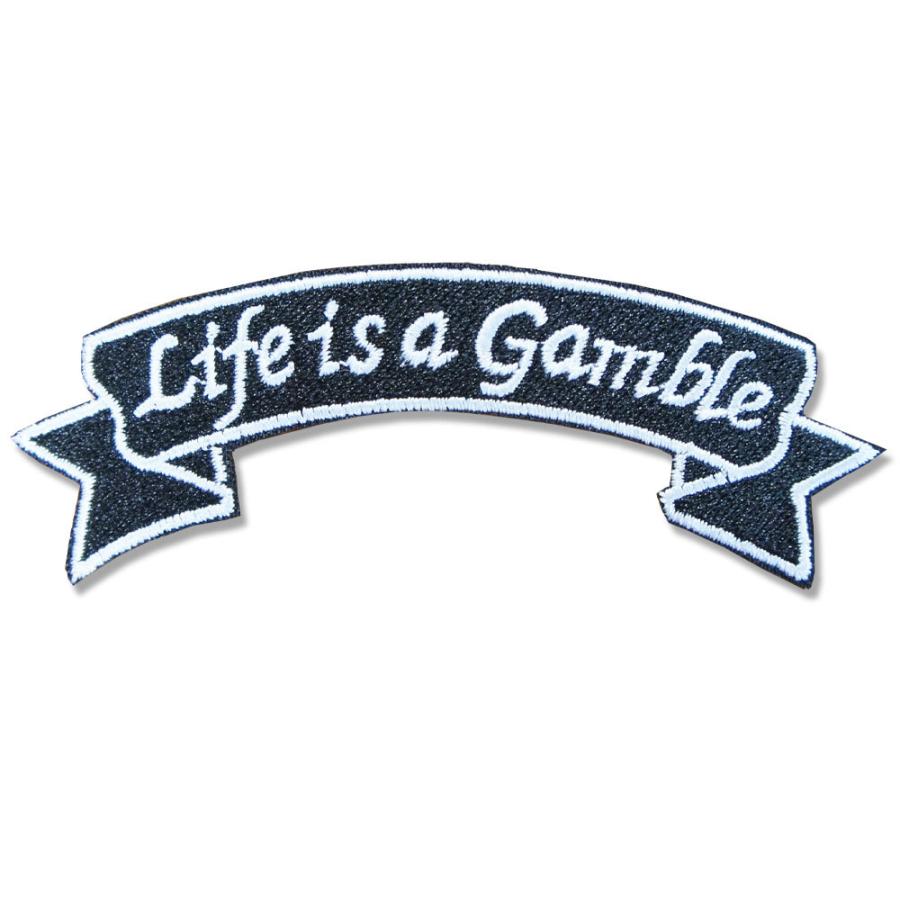 刺繍 アイロン ワッペン【Life is a Gamble/人生はギャンブル】黒