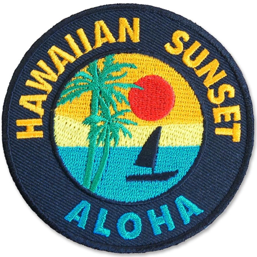 刺繍アイロンワッペン Hawaiian Sunset ハワイの夕日 アメカジ ハワイ フラダンス ビーチ 海 サーファー アップリケ パッチ 英語 Wappen ロバーガブリエラ 通販 Yahoo ショッピング