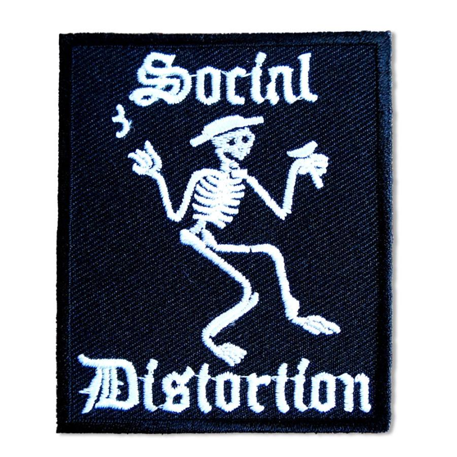 刺繍 アイロン ワッペン【酒飲みスカル・Social Distortion 社会的