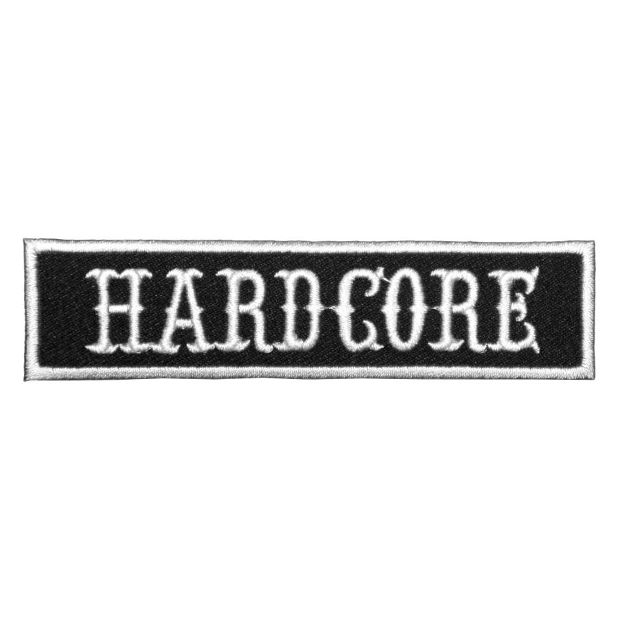 刺繍アイロンワッペン アップリケ パッチ【HARD CORE】ハードコア 白黒
