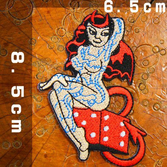 刺繍アイロンワッペン アップリケ パッチ【セクシーデビル】アメカジ