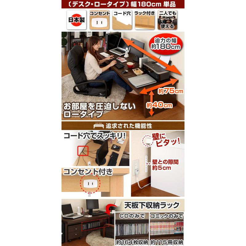 パソコンデスク 春新作の おしゃれ 木製 シンプル ロータイプ 収納 作業机 作業台 Pcデスク パソコン机 ローデスク