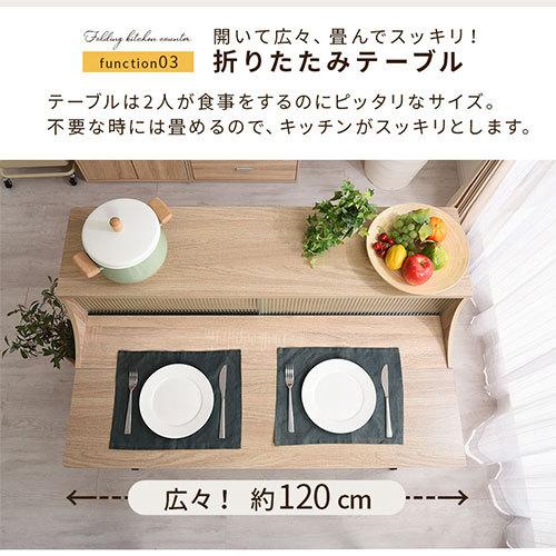 【完成品】【開梱設置サービス付き】 キッチン 台所収納 食器棚 収納棚 対面カウンター レンジボード 北欧 おしゃれ バタフライキッチン おすすめ 幅120｜gachinko｜13