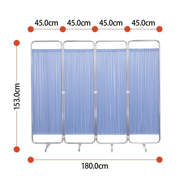 メディカルスクリーン AS-56-4 W1800（450x4）xD370xH1530mm 防炎タイプ 4連 医療用衝立 間仕切り｜gadget-tack｜02
