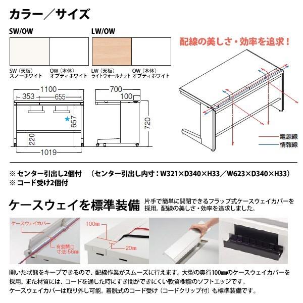 事務机 オフィスデスク 組立付き 完成品 平机 キャスター脚 引き出し付タイプ DUK-117CCA W110×D70×H72cm 会社 事務所 オフィス 工場 施設_1