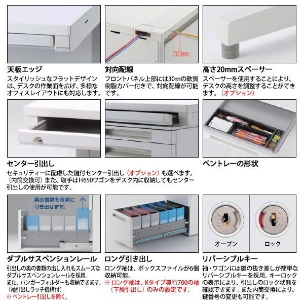 事務机 オフィスデスク 組立付き 完成品 片袖机 L型脚 A4-3段タイプ DUK7-106-A3 W100×D60×H70cm 会社 事務所 オフィス 工場 施設の画像
