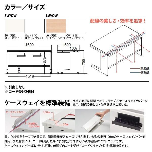 事務机 オフィスデスク 組立付き 完成品 平机 キャスター脚 引き出し無タイプ 受注生産品 DUK7-166CA W160×D60×H70cm 会社 事務所 オフィス 工場 施設の画像