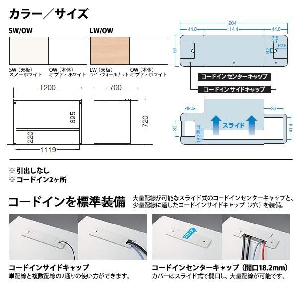 事務机 オフィスデスク 組立付き 完成品 平机 パネル脚 引き出し無タイプ DUS-127P W120×D70×H72cm 会社 事務所 オフィス 工場 施設の画像