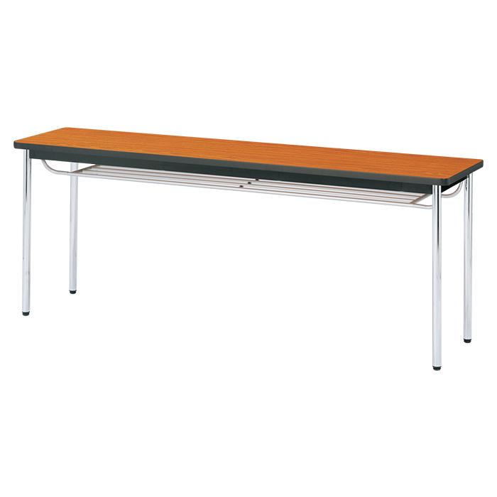 会議用テーブル E-CK-1845SM 幅1800x奥行450x高さ700mm オフィステーブル ミーティングテーブル ソフトエッジ巻 棚付 3人用 会議室 長机 長テーブルの画像