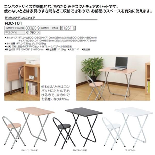 ナカバヤシ 折りたたみデスク＆チェア FDC-101 デスク/幅800×奥行500