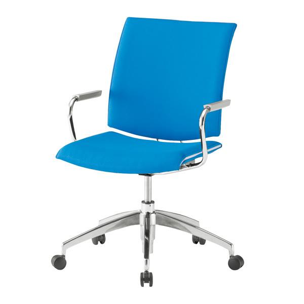 オフィス家具 ガジェット!店会議椅子 FMP-5A W650xD665xH810?900mm 布張り 5本脚タイプ 肘付 ミーティングチェア 会議用イス 会議用いす オフィスチェア イトーキ ハイスツール FT 座面上下調節可タイプ 脚 Z5 シルバーメタリック×張地 U8 シトラスグリーン KFT-150GB-Z
