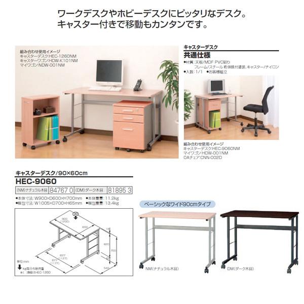 キャスターデスク キャスター付机 事務机 HEC-9060 幅900×奥行 キャスターデスク キャスター付机 事務机 HEC-9060 幅900×奥行