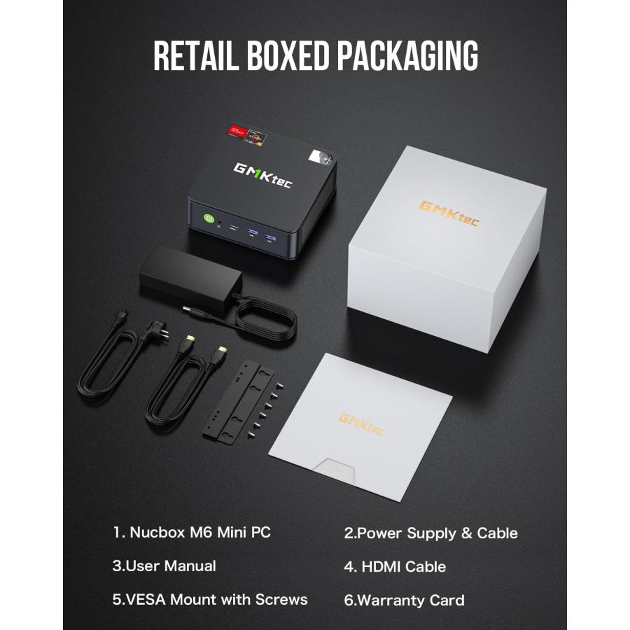 GMKtec Nucbox M6 ミニPC AMD Ryzen 5 6600H/メモリ16GB/SSD512GB/Wi 