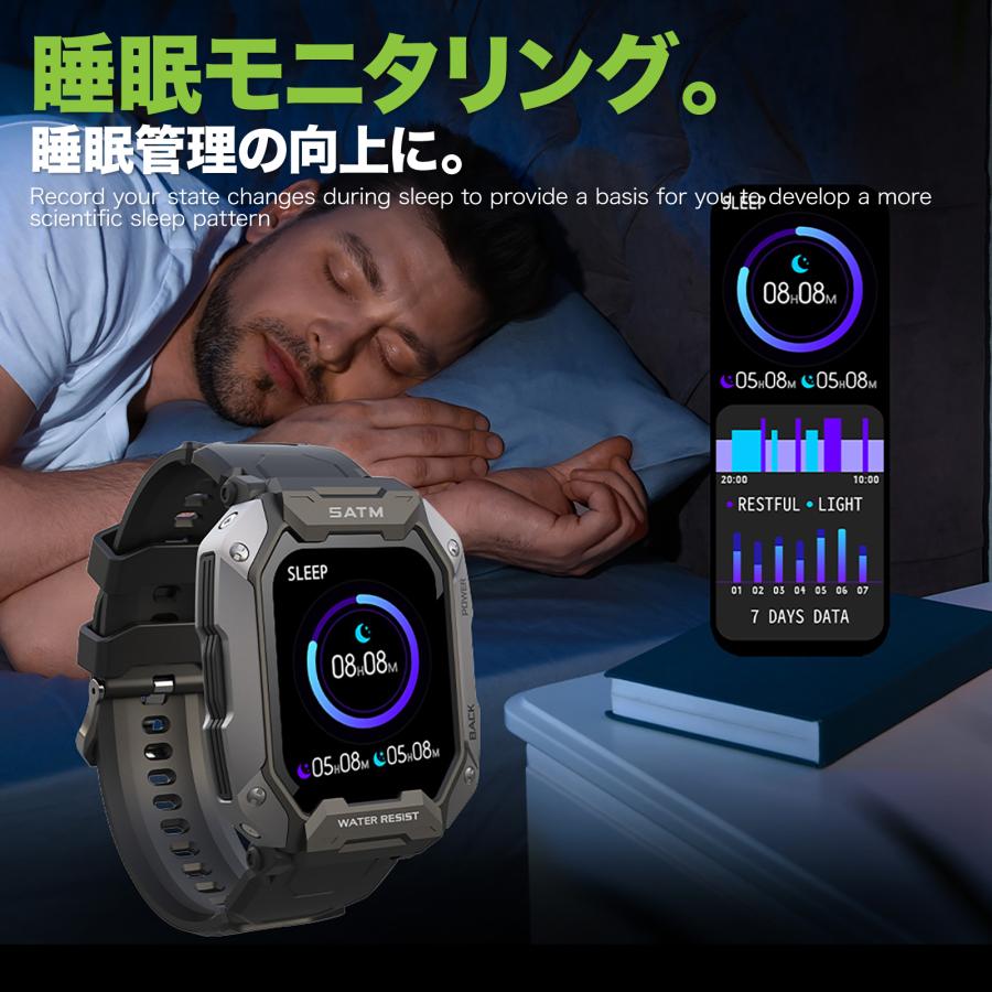 スマートウォッチ 日本語 迷彩バンド付属 タフネス ミリタリー スマートウォッチ 日本語 迷彩バンド付属 タフネス ミリタリー