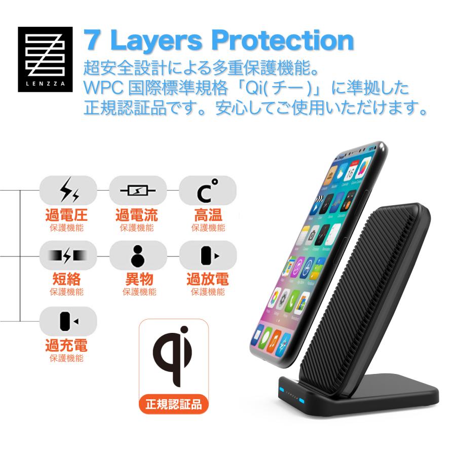 充電器 ワイヤレス充電器 LENZZA Qi規格 高出力 USB-Cケーブル iPhone Galaxy Xperia AQUOS Pixel ワイヤレス 置くだけ充電 スマホ充電器｜gadgetgeeks｜10