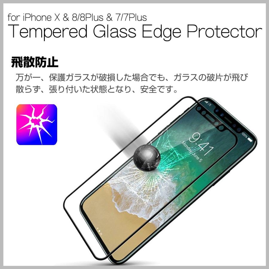 iPhone用 アルミフレーム 強化ガラスフィルム フルカバー 9H 液晶保護