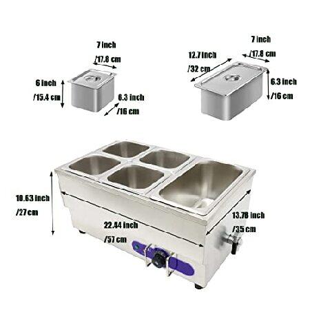 INTBUYING 5-Pot Food Warmer Steam Table Stainless Steel 110V