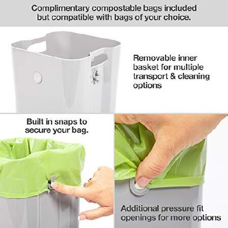 PetFusion PF-LC1A Portable Cat Litter Disposal (Locking Handle, Complimentary Litter Deodorizer ＆ 10 Biodegradable Compostable Waste Bags Incl.), Whi