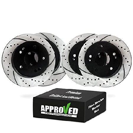 Approved Performance J27666-FRR Front and Rear Drilled and Slotted Black Powder Coated Disc Brake Rotors (Brake Rotors Only) Fits Honda Civic Civic