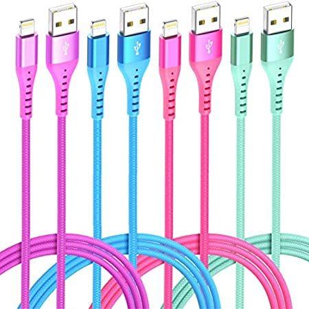 4Colors Lightning Cable iPhone Charger Xnewcable [4-Pack 1/3/3/6ft] Apple M Lightningケーブル