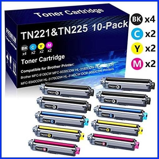 最新デザインの 10 Pack 4bk 2c 2y 2m Compatible High Yield Tn221 Tn225 Laser Printer Toner Cartridge Use For Brother Mfc 9130cw Mfc 9330cdw Hl 3180cdw Hl 3150cdn Mf 超安い