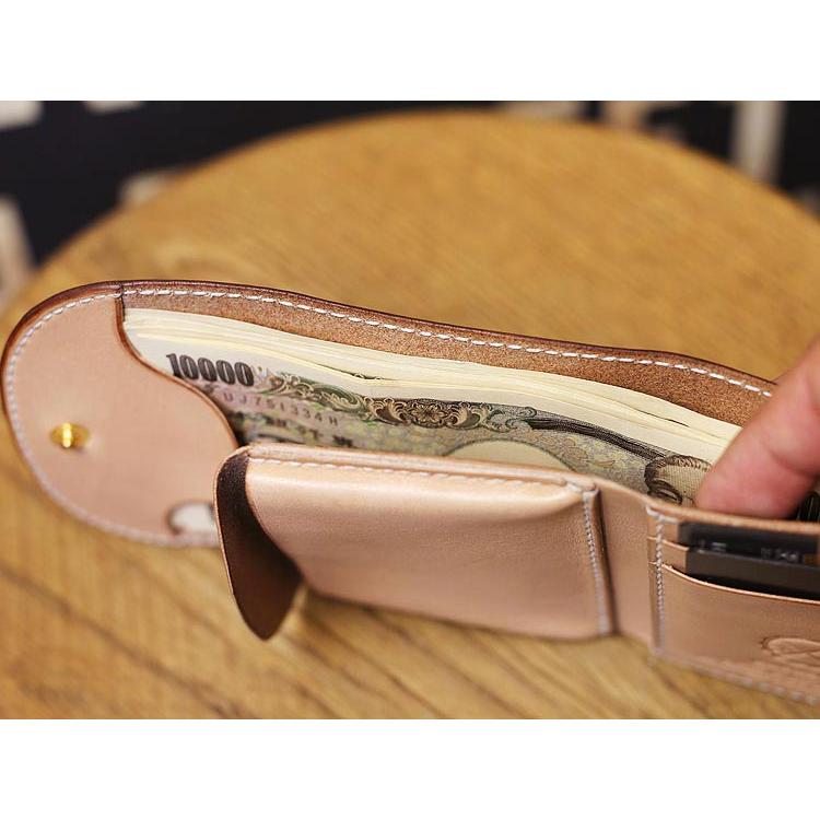 小さい財布 三つ折り財布 栃木レザー ヌメ革 ミニ財布 ヌメ革財布