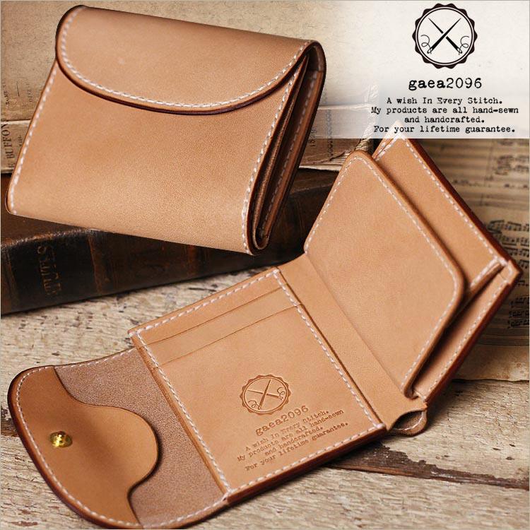 小さい財布 三つ折り財布 栃木レザー ヌメ革 ミニ財布 ヌメ革財布 オーダーメイド コンパクト レス ガイア2096 小さい財布 三つ折り財布 栃木レザー ヌメ革 ミニ財布 ヌメ革財布