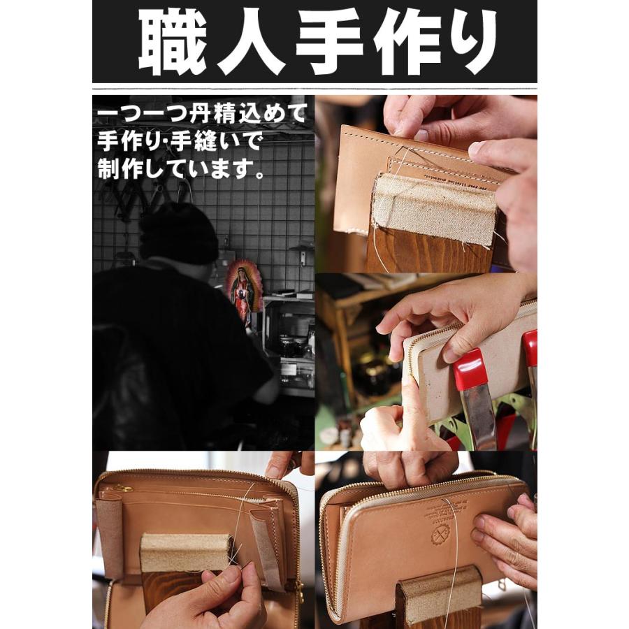 ヌメ革 ラウンドジッパー 長財布 メンズ 手縫い 札入れ 栃木レザー 日本製 手作り｜gaea2096｜05