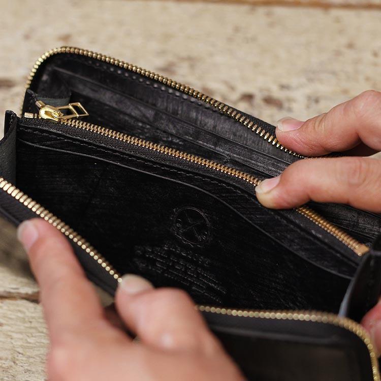 シェルコードバン ラウンドファスナー 長財布 ロングウォレット 革財布 ラウンドジッパー 手作り 手縫い 日本製  ガイア2096の画像